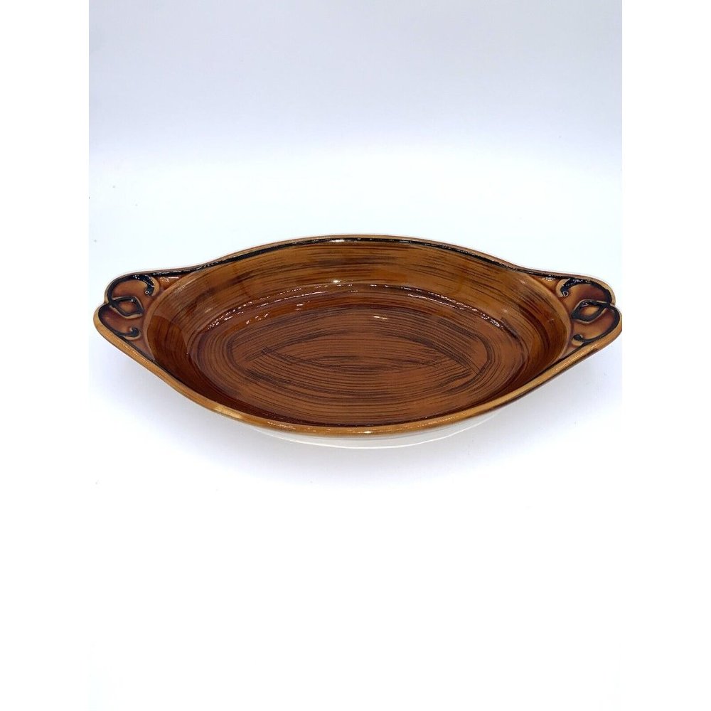Brittany Oven Proof Brown Baking Fish Earred Handled Oblong Dish By NASCO Cook